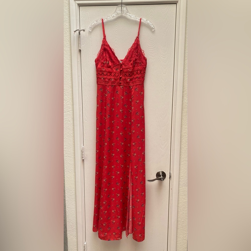 Free People Red Floral Maxi Dress
